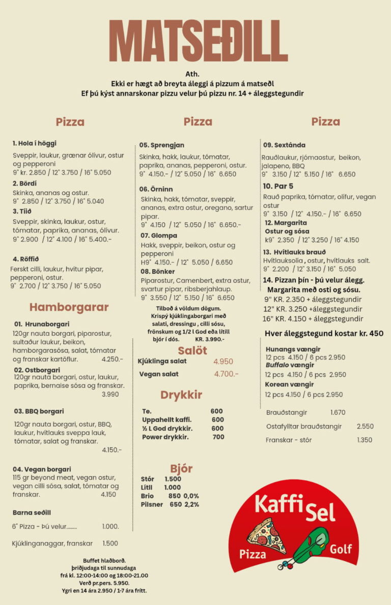 Matseðill – Golfklúbburinn Flúðir